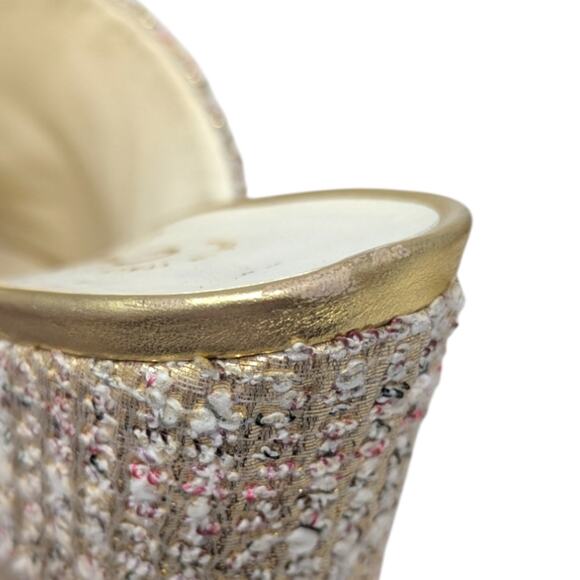 Chanel 2018 Mules Metallic Tweed Interlocking CC Logo Slide Neutral 37.5 - Picture 9 of 14